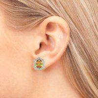 Vintage Oval Halo Stud Earrings