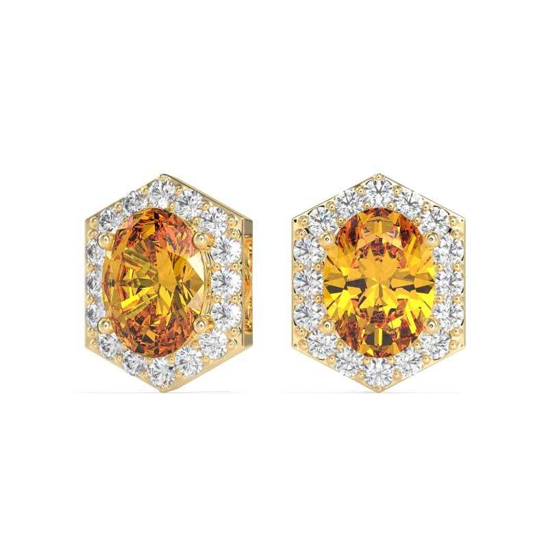Vintage Oval Halo Stud Earrings