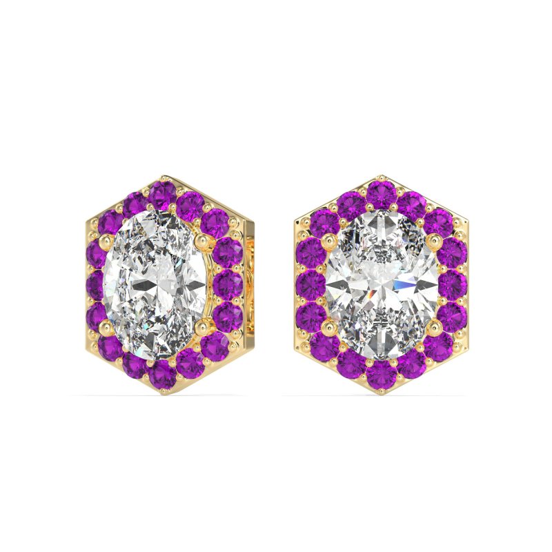 Vintage Oval Halo Stud Earrings