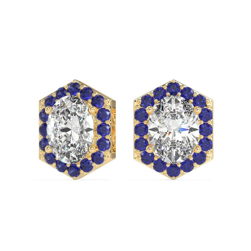 Vintage Oval Halo Stud Earrings