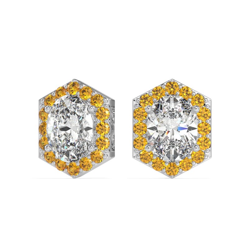 Vintage Oval Halo Stud Earrings