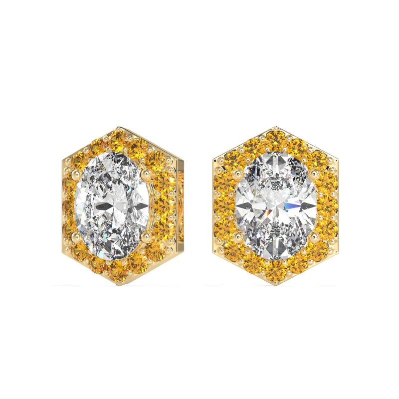 Vintage Oval Halo Stud Earrings