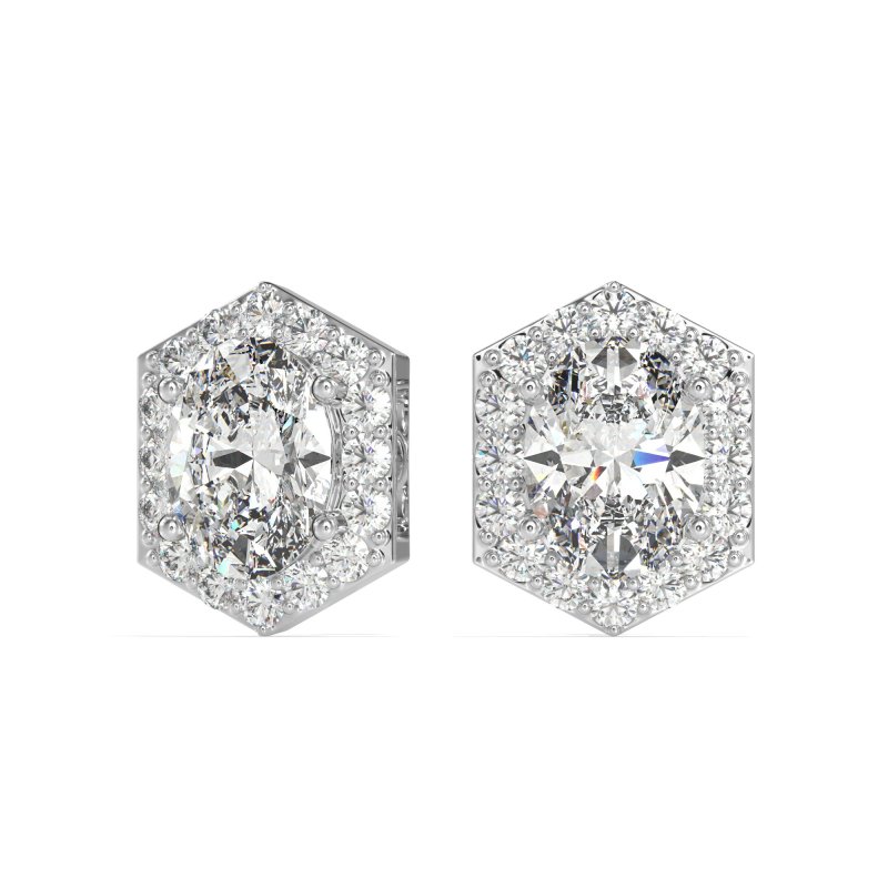 Vintage Oval Halo Stud Earrings