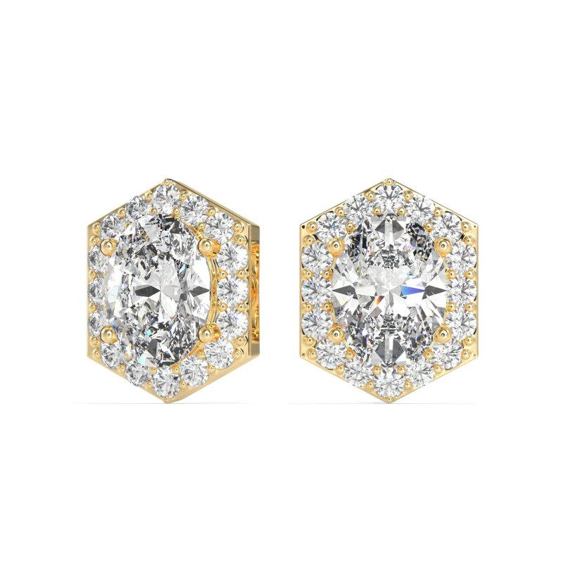 Vintage Oval Halo Stud Earrings