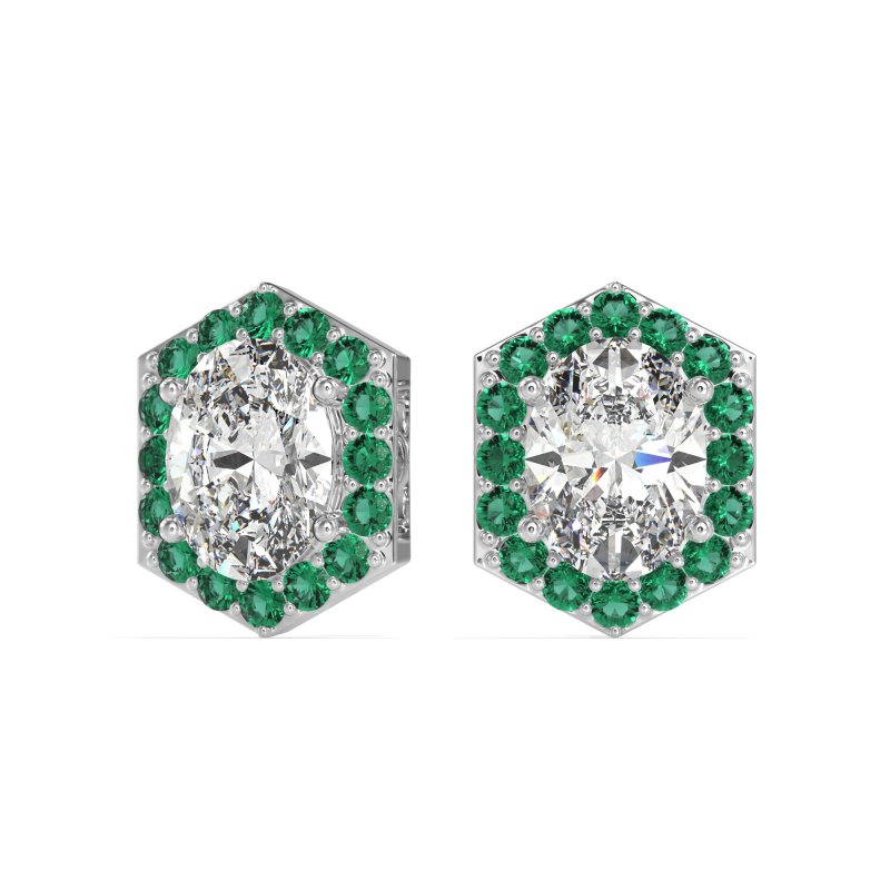 Vintage Oval Halo Stud Earrings