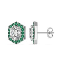 Vintage Oval Halo Stud Earrings