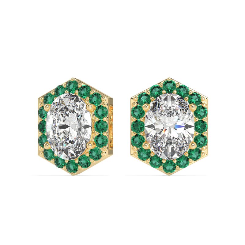 Vintage Oval Halo Stud Earrings