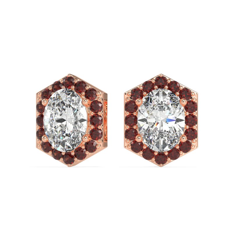 Vintage Oval Halo Stud Earrings