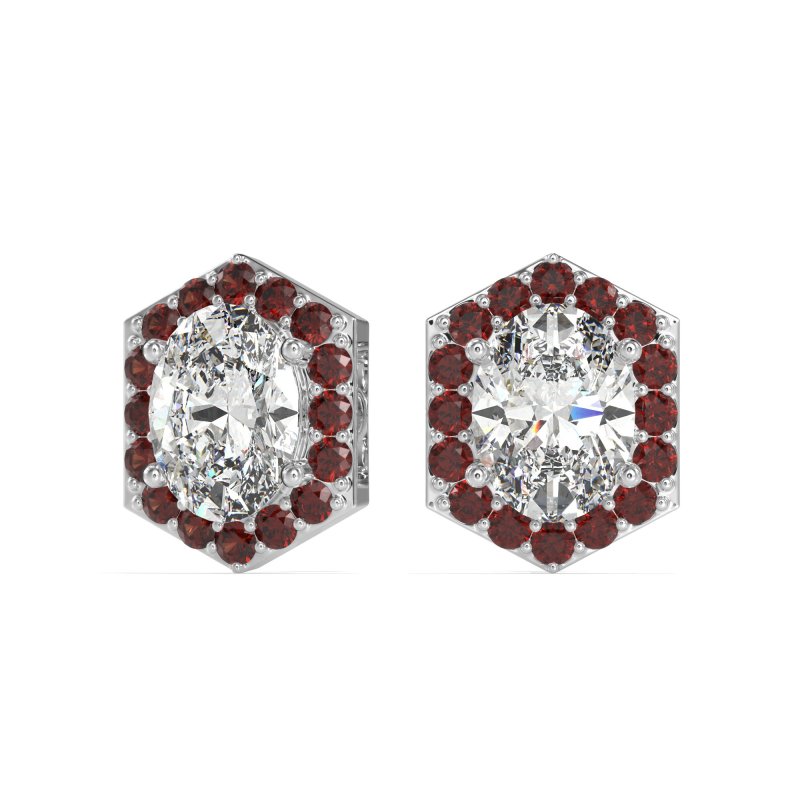 Vintage Oval Halo Stud Earrings