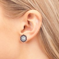 Vintage Oval Halo Stud Earrings