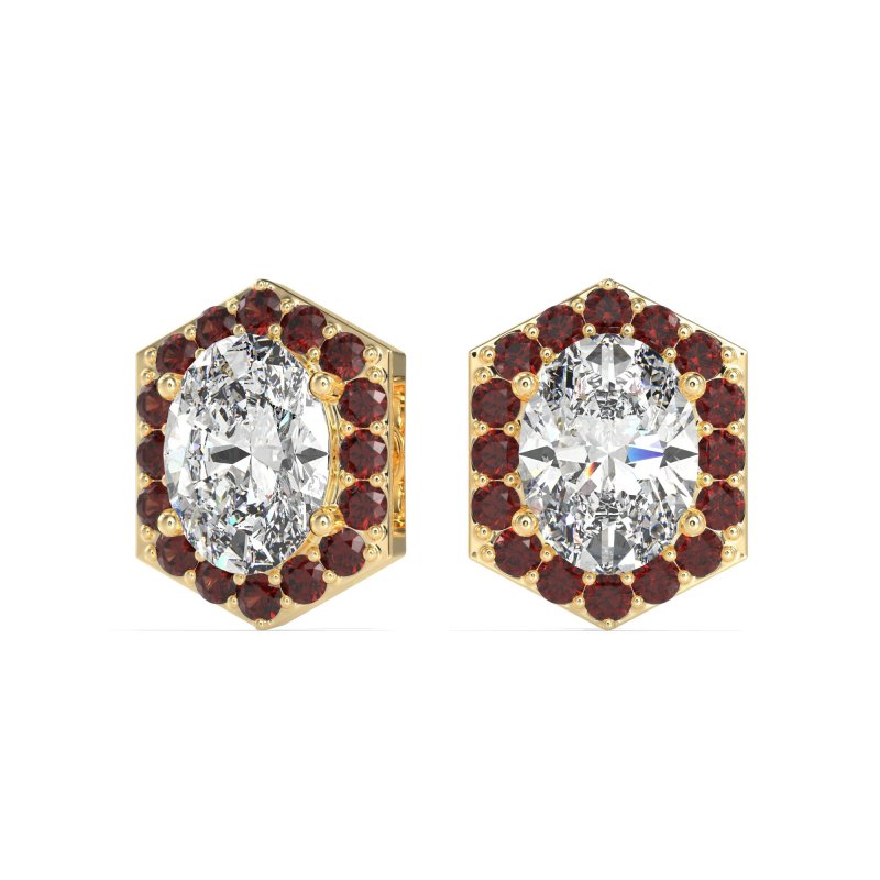 Vintage Oval Halo Stud Earrings