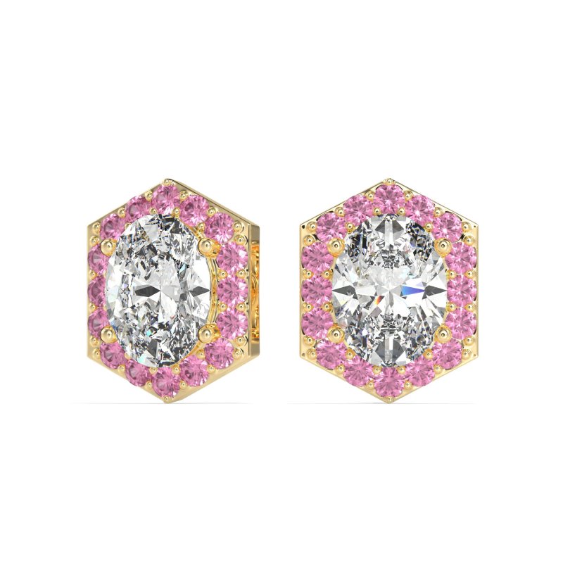 Vintage Oval Halo Stud Earrings