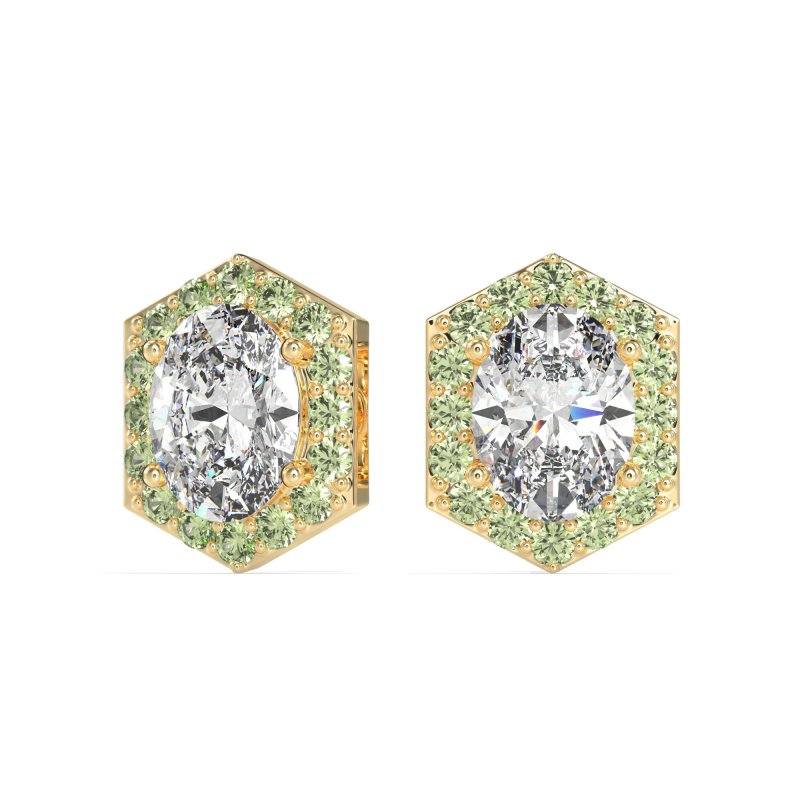 Vintage Oval Halo Stud Earrings
