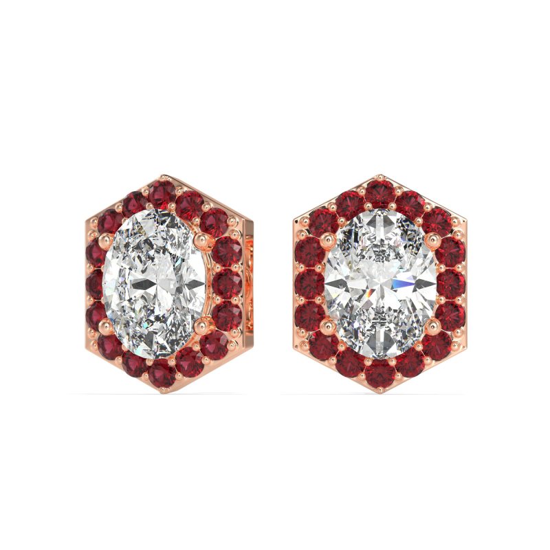 Vintage Oval Halo Stud Earrings