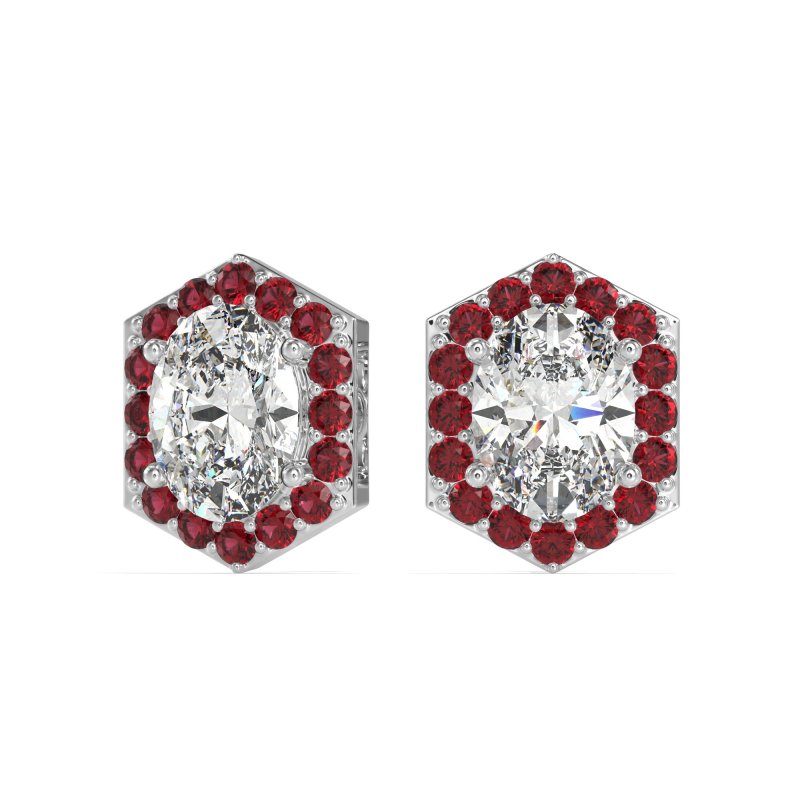 Vintage Oval Halo Stud Earrings