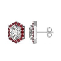 Vintage Oval Halo Stud Earrings