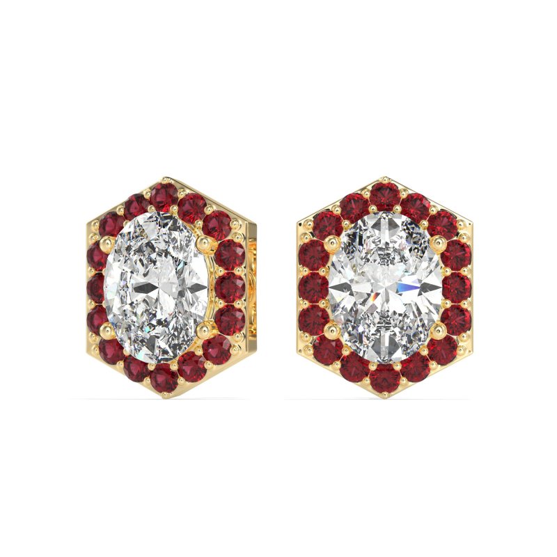 Vintage Oval Halo Stud Earrings