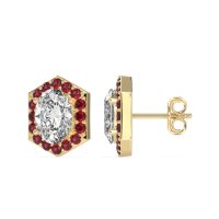 Vintage Oval Halo Stud Earrings