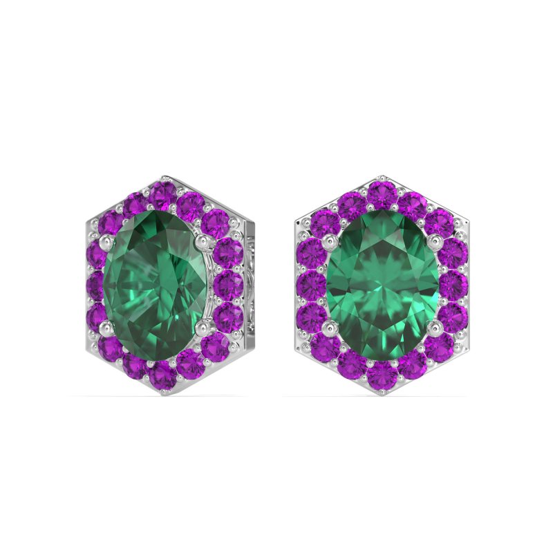 Vintage Oval Halo Stud Earrings