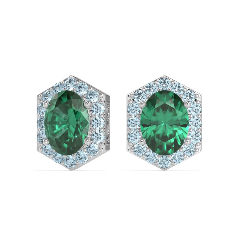 Vintage Oval Halo Stud Earrings