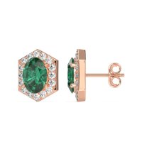 Vintage Oval Halo Stud Earrings