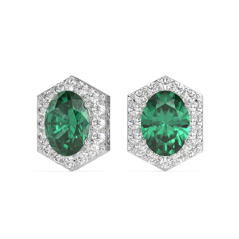 Vintage Oval Halo Stud Earrings