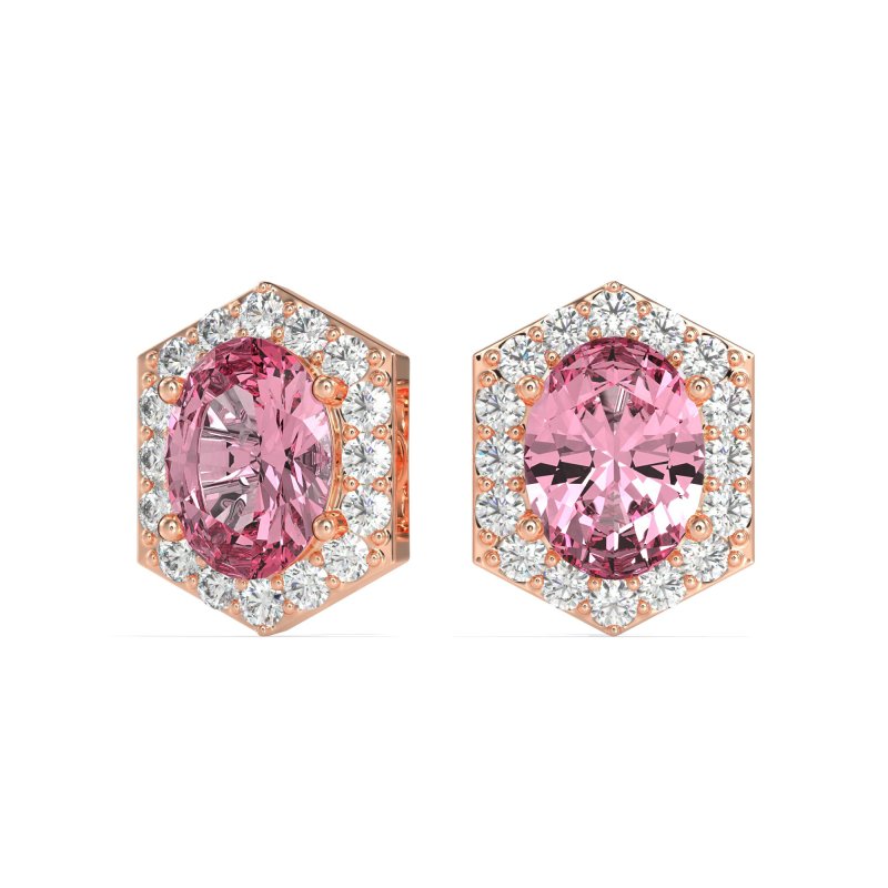 Vintage Oval Halo Stud Earrings