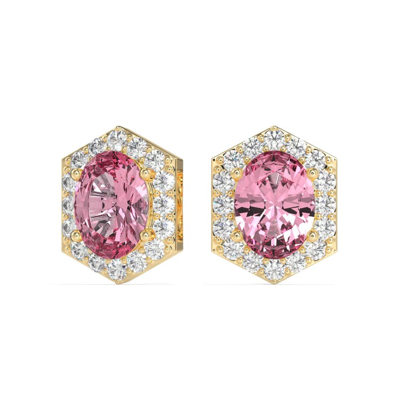Vintage Oval Halo Stud Earrings