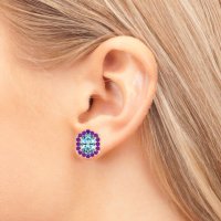 Vintage Oval Halo Stud Earrings