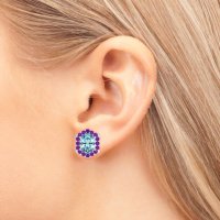 Vintage Oval Halo Stud Earrings