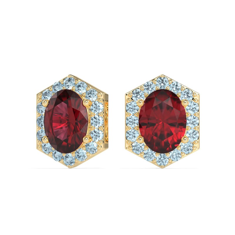 Vintage Oval Halo Stud Earrings