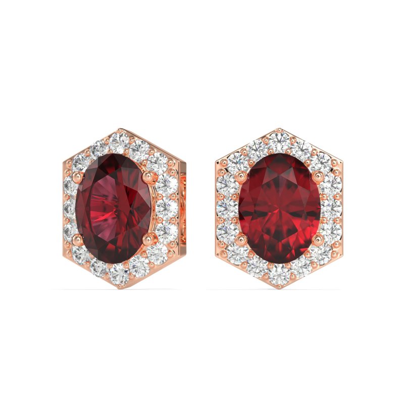 Vintage Oval Halo Stud Earrings