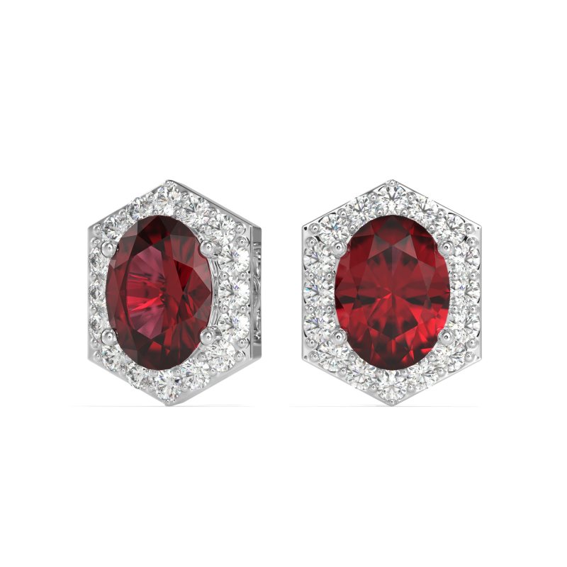 Vintage Oval Halo Stud Earrings
