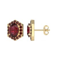 Vintage Oval Halo Stud Earrings