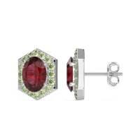 Vintage Oval Halo Stud Earrings