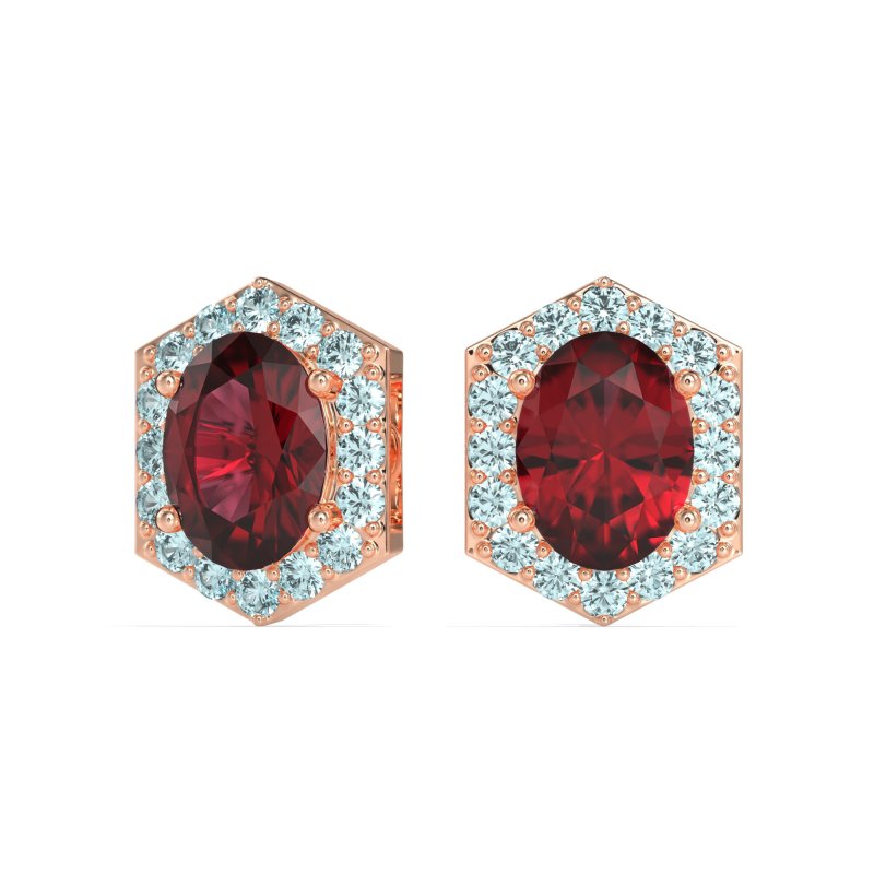 Vintage Oval Halo Stud Earrings