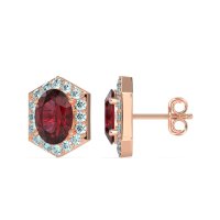 Vintage Oval Halo Stud Earrings