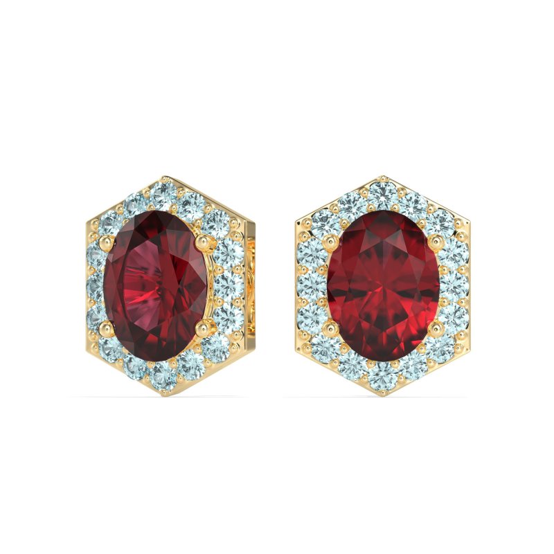Vintage Oval Halo Stud Earrings