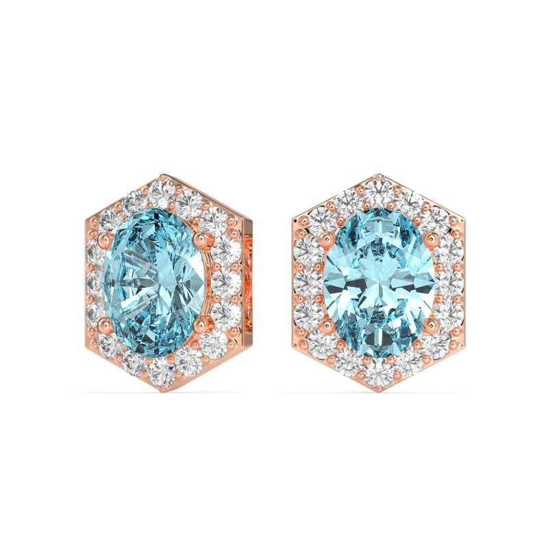 Vintage Oval Halo Stud Earrings