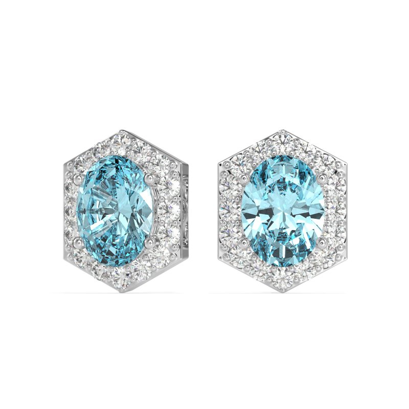 Vintage Oval Halo Stud Earrings