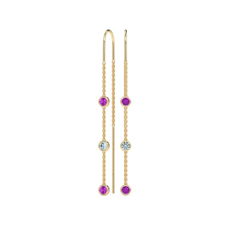Three-Stone Threader Earrings