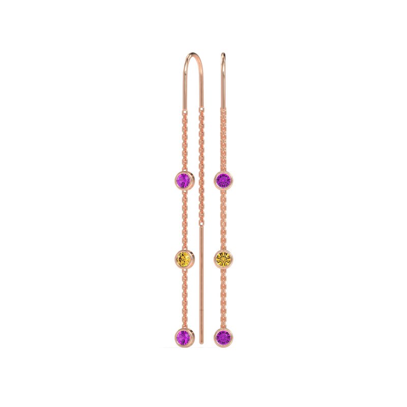 Three-Stone Threader Earrings