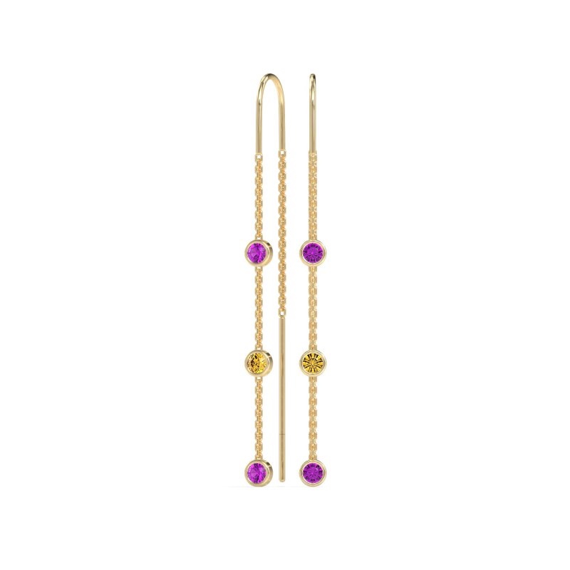Three-Stone Threader Earrings