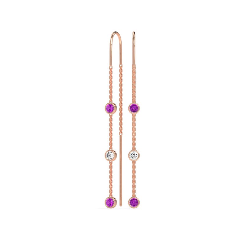 Three-Stone Threader Earrings