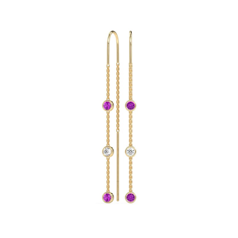 Three-Stone Threader Earrings