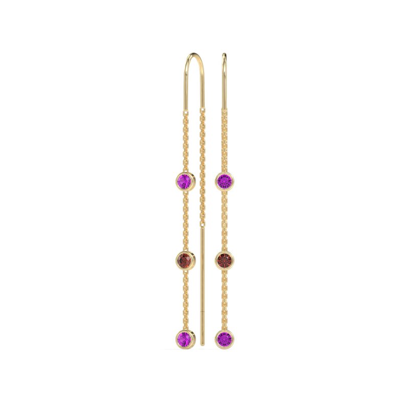 Three-Stone Threader Earrings