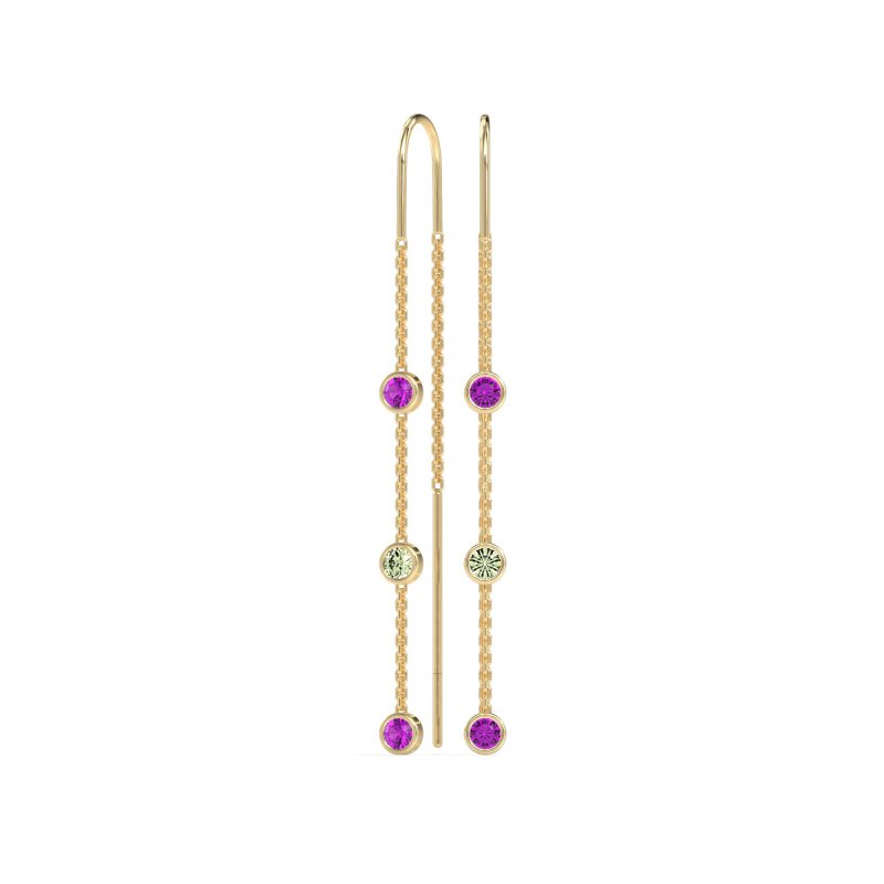 Three-Stone Threader Earrings