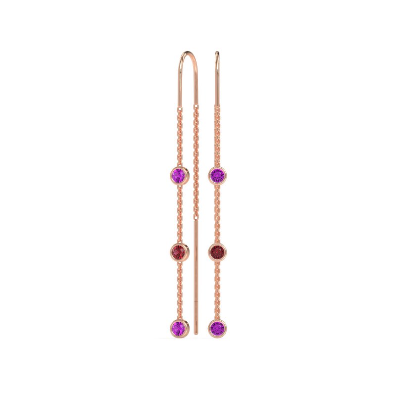 Three-Stone Threader Earrings