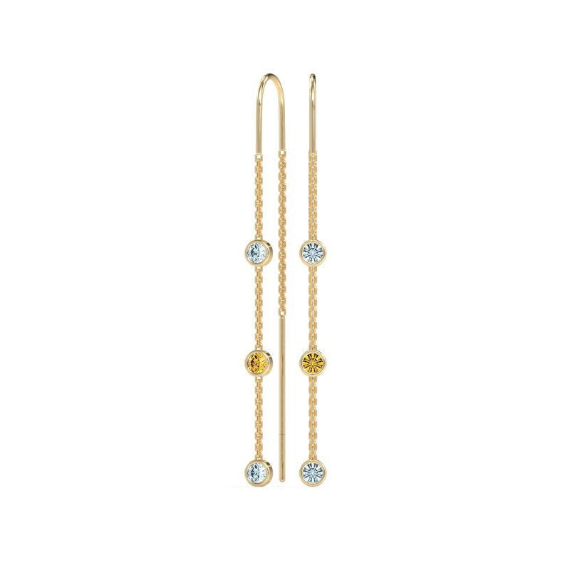 Three-Stone Threader Earrings