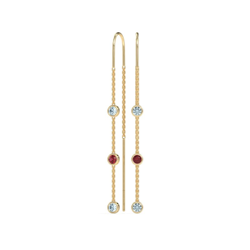 Three-Stone Threader Earrings